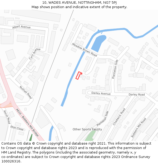 10, WADES AVENUE, NOTTINGHAM, NG7 5PJ: Location map and indicative extent of plot