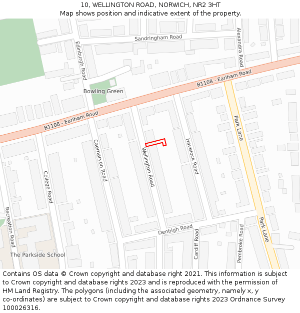 10, WELLINGTON ROAD, NORWICH, NR2 3HT: Location map and indicative extent of plot