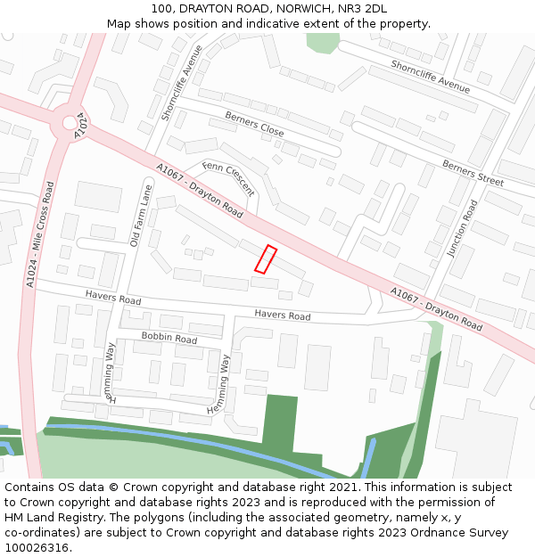 100, DRAYTON ROAD, NORWICH, NR3 2DL: Location map and indicative extent of plot