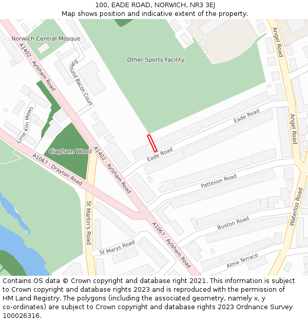 100, EADE ROAD, NORWICH, NR3 3EJ: Location map and indicative extent of plot