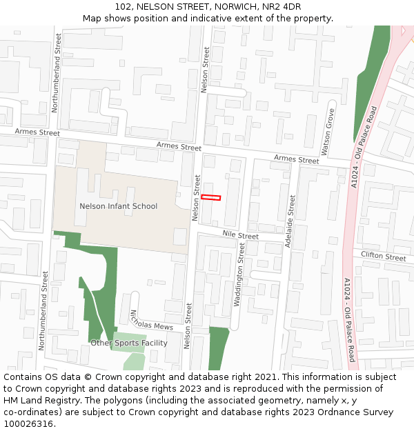 102, NELSON STREET, NORWICH, NR2 4DR: Location map and indicative extent of plot