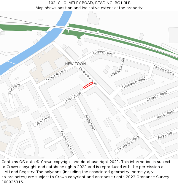 103, CHOLMELEY ROAD, READING, RG1 3LR: Location map and indicative extent of plot