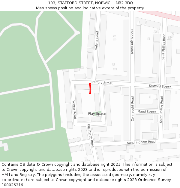 103, STAFFORD STREET, NORWICH, NR2 3BQ: Location map and indicative extent of plot