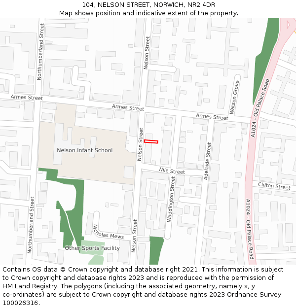 104, NELSON STREET, NORWICH, NR2 4DR: Location map and indicative extent of plot