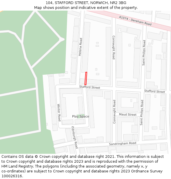 104, STAFFORD STREET, NORWICH, NR2 3BG: Location map and indicative extent of plot