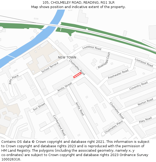 105, CHOLMELEY ROAD, READING, RG1 3LR: Location map and indicative extent of plot