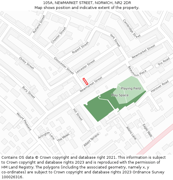 105A, NEWMARKET STREET, NORWICH, NR2 2DR: Location map and indicative extent of plot