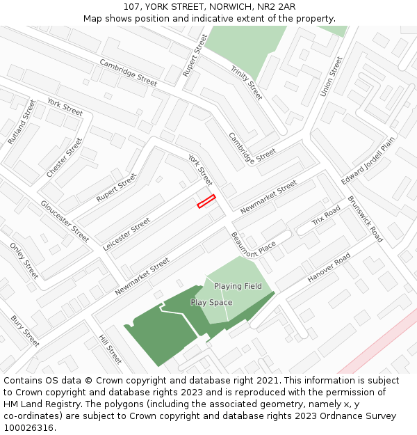 107, YORK STREET, NORWICH, NR2 2AR: Location map and indicative extent of plot