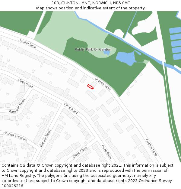 108, GUNTON LANE, NORWICH, NR5 0AG: Location map and indicative extent of plot