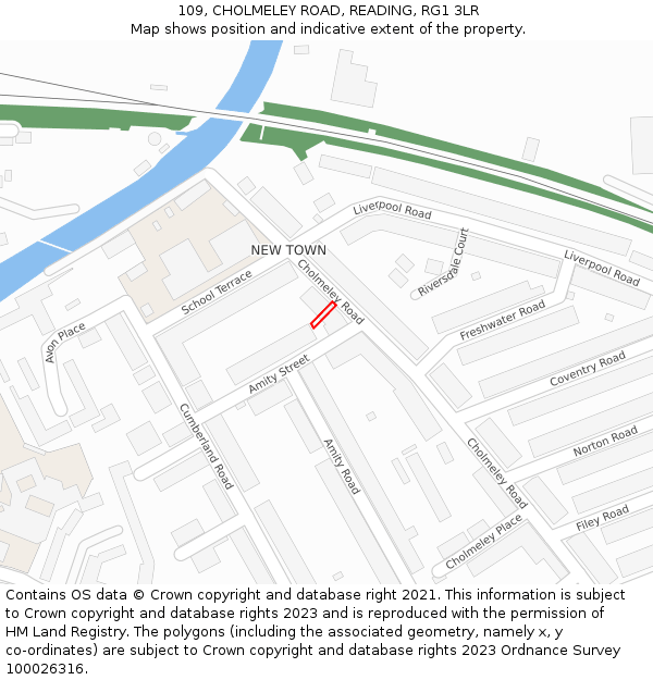 109, CHOLMELEY ROAD, READING, RG1 3LR: Location map and indicative extent of plot
