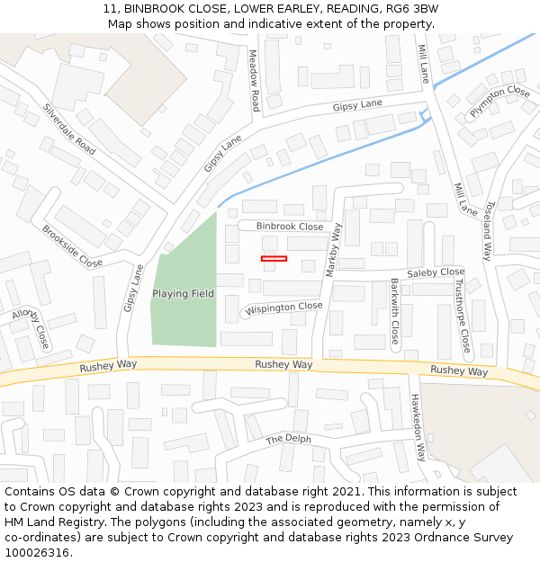 11, BINBROOK CLOSE, LOWER EARLEY, READING, RG6 3BW: Location map and indicative extent of plot