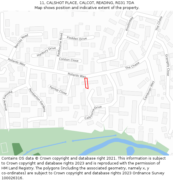 11, CALSHOT PLACE, CALCOT, READING, RG31 7DA: Location map and indicative extent of plot