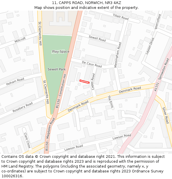 11, CAPPS ROAD, NORWICH, NR3 4AZ: Location map and indicative extent of plot