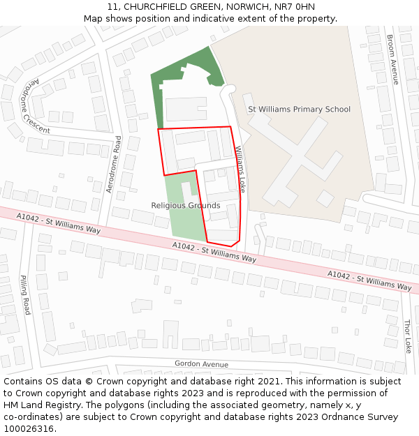 11, CHURCHFIELD GREEN, NORWICH, NR7 0HN: Location map and indicative extent of plot