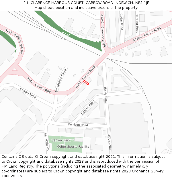 11, CLARENCE HARBOUR COURT, CARROW ROAD, NORWICH, NR1 1JF: Location map and indicative extent of plot