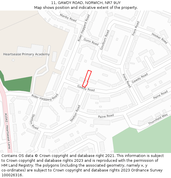 11, GAWDY ROAD, NORWICH, NR7 9UY: Location map and indicative extent of plot