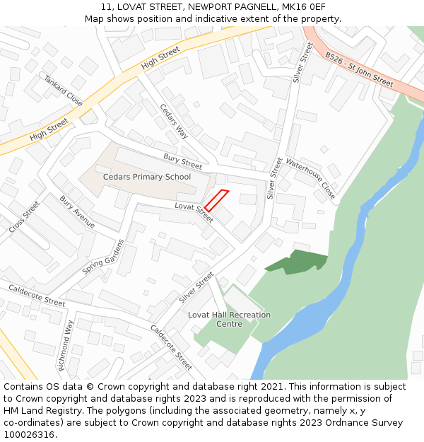 11, LOVAT STREET, NEWPORT PAGNELL, MK16 0EF: Location map and indicative extent of plot