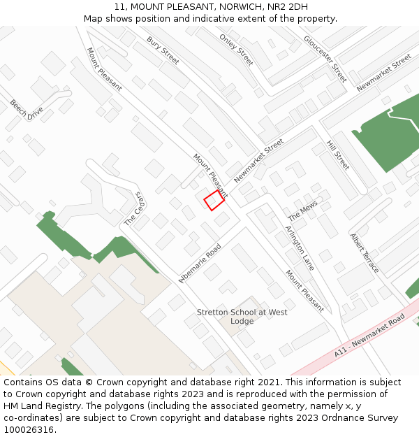11, MOUNT PLEASANT, NORWICH, NR2 2DH: Location map and indicative extent of plot