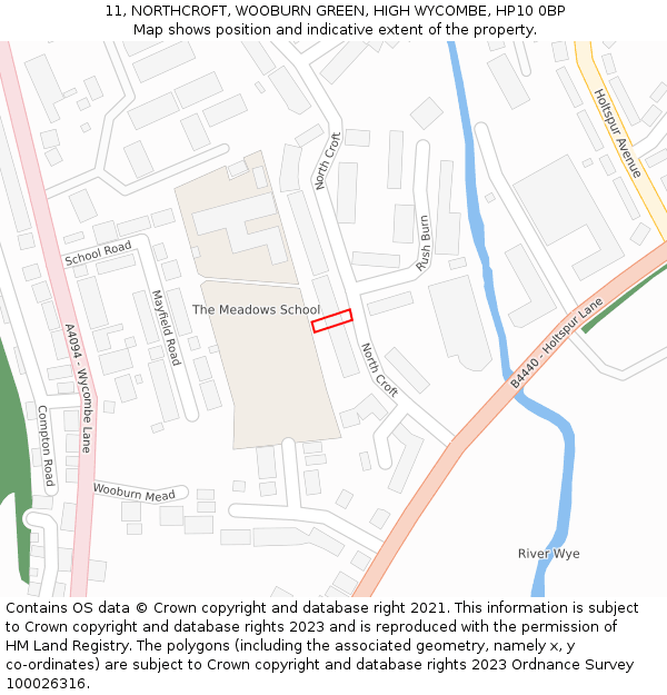 11, NORTHCROFT, WOOBURN GREEN, HIGH WYCOMBE, HP10 0BP: Location map and indicative extent of plot