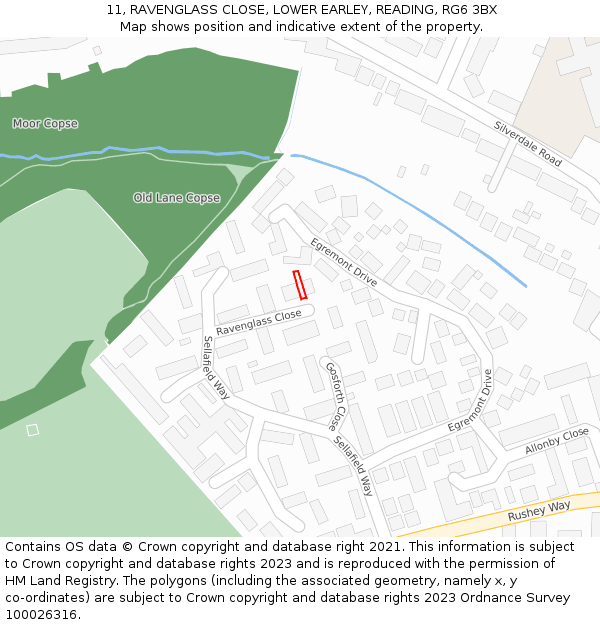11, RAVENGLASS CLOSE, LOWER EARLEY, READING, RG6 3BX: Location map and indicative extent of plot