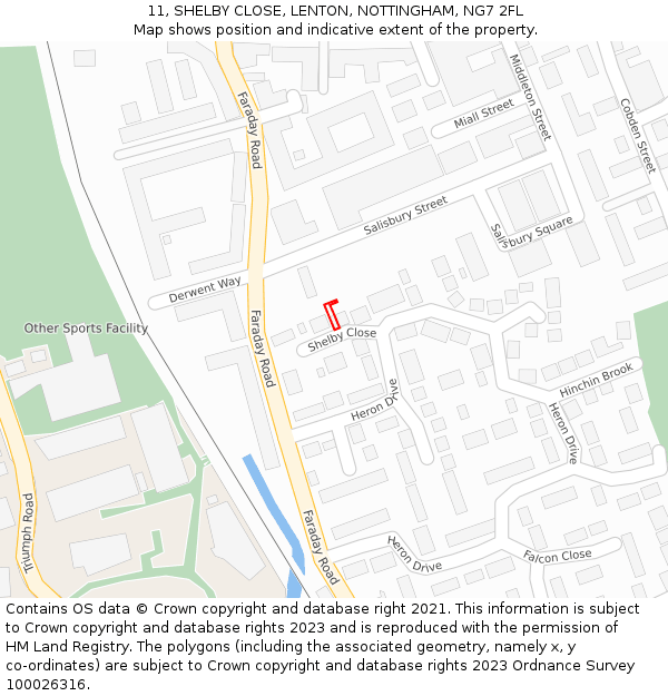 11, SHELBY CLOSE, LENTON, NOTTINGHAM, NG7 2FL: Location map and indicative extent of plot