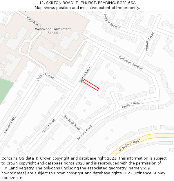 11, SKILTON ROAD, TILEHURST, READING, RG31 6SA: Location map and indicative extent of plot