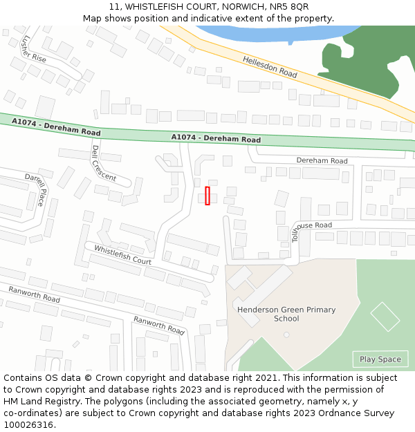 11, WHISTLEFISH COURT, NORWICH, NR5 8QR: Location map and indicative extent of plot