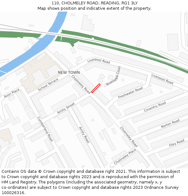 110, CHOLMELEY ROAD, READING, RG1 3LY: Location map and indicative extent of plot