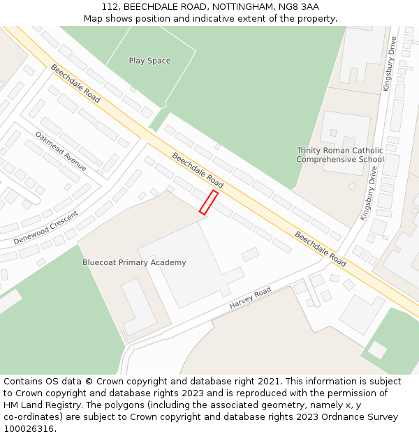 112, BEECHDALE ROAD, NOTTINGHAM, NG8 3AA: Location map and indicative extent of plot