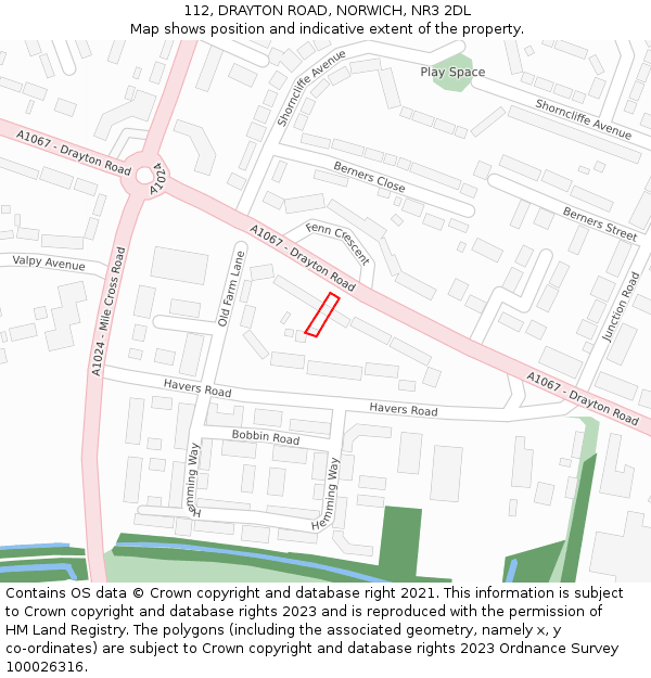 112, DRAYTON ROAD, NORWICH, NR3 2DL: Location map and indicative extent of plot