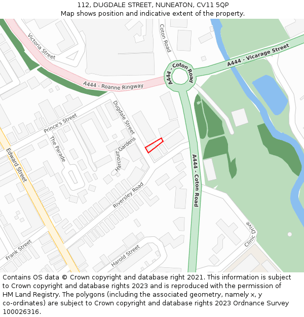 112, DUGDALE STREET, NUNEATON, CV11 5QP: Location map and indicative extent of plot