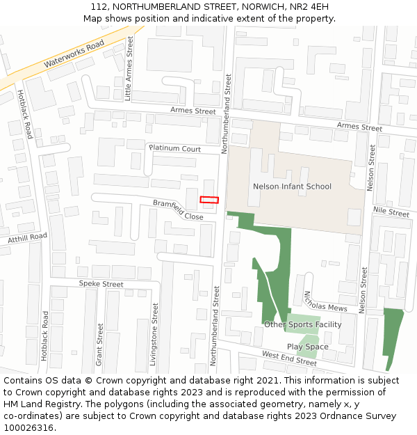 112, NORTHUMBERLAND STREET, NORWICH, NR2 4EH: Location map and indicative extent of plot