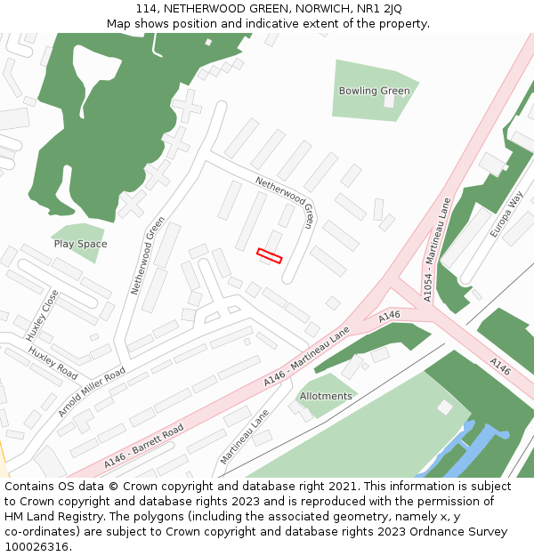 114, NETHERWOOD GREEN, NORWICH, NR1 2JQ: Location map and indicative extent of plot