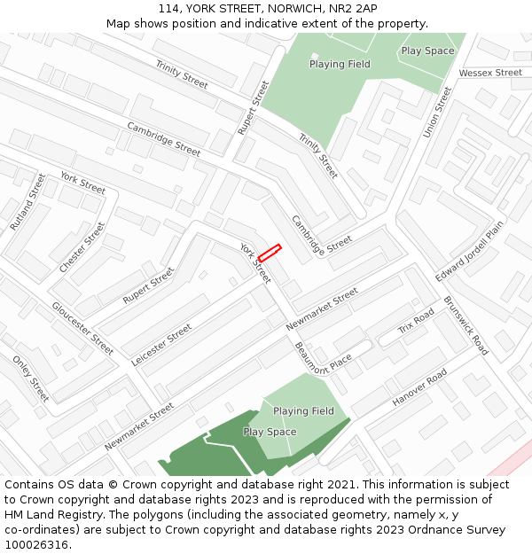 114, YORK STREET, NORWICH, NR2 2AP: Location map and indicative extent of plot
