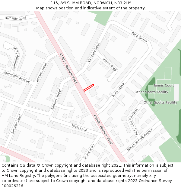 115, AYLSHAM ROAD, NORWICH, NR3 2HY: Location map and indicative extent of plot