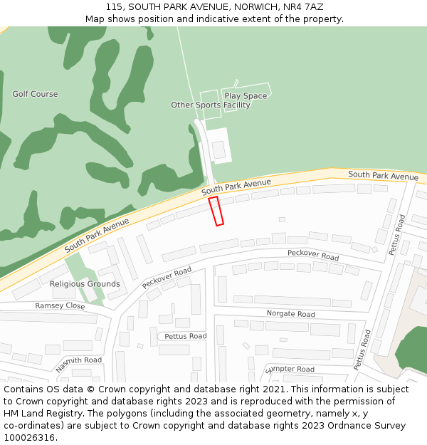 115, SOUTH PARK AVENUE, NORWICH, NR4 7AZ: Location map and indicative extent of plot