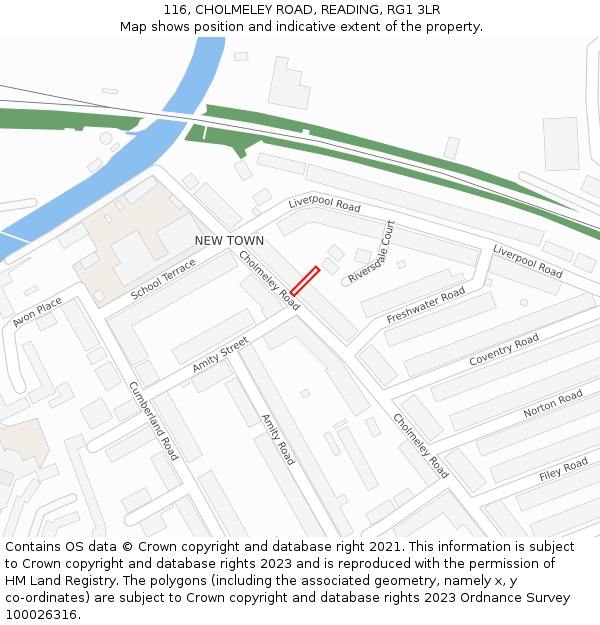 116, CHOLMELEY ROAD, READING, RG1 3LR: Location map and indicative extent of plot