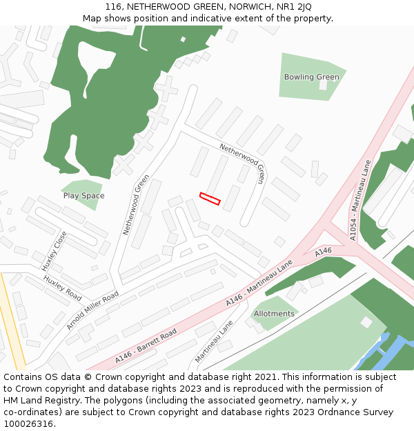 116, NETHERWOOD GREEN, NORWICH, NR1 2JQ: Location map and indicative extent of plot