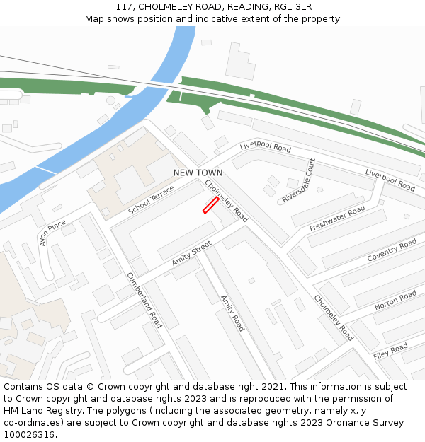 117, CHOLMELEY ROAD, READING, RG1 3LR: Location map and indicative extent of plot