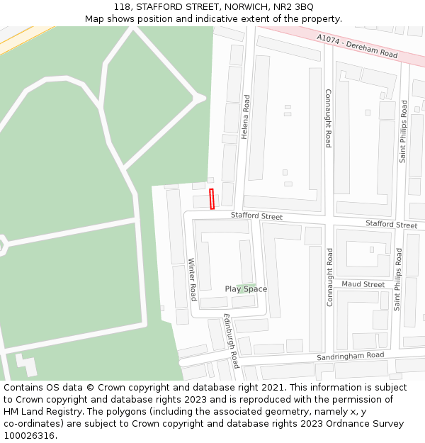 118, STAFFORD STREET, NORWICH, NR2 3BQ: Location map and indicative extent of plot
