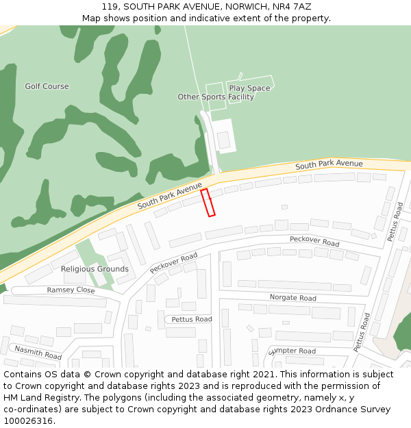 119, SOUTH PARK AVENUE, NORWICH, NR4 7AZ: Location map and indicative extent of plot