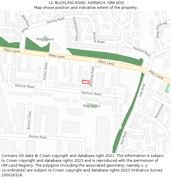 12, BLICKLING ROAD, NORWICH, NR6 6DQ: Location map and indicative extent of plot