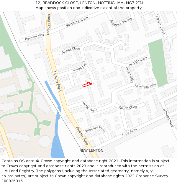12, BRADDOCK CLOSE, LENTON, NOTTINGHAM, NG7 2FN: Location map and indicative extent of plot