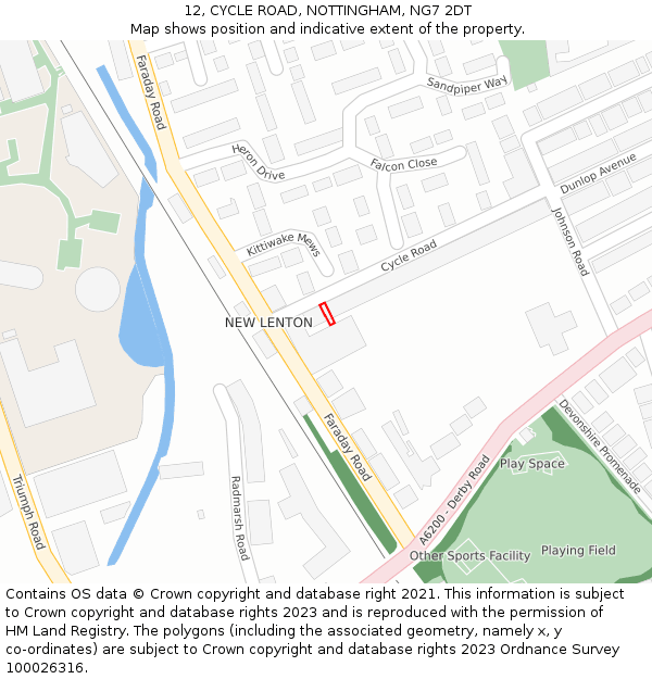 12, CYCLE ROAD, NOTTINGHAM, NG7 2DT: Location map and indicative extent of plot