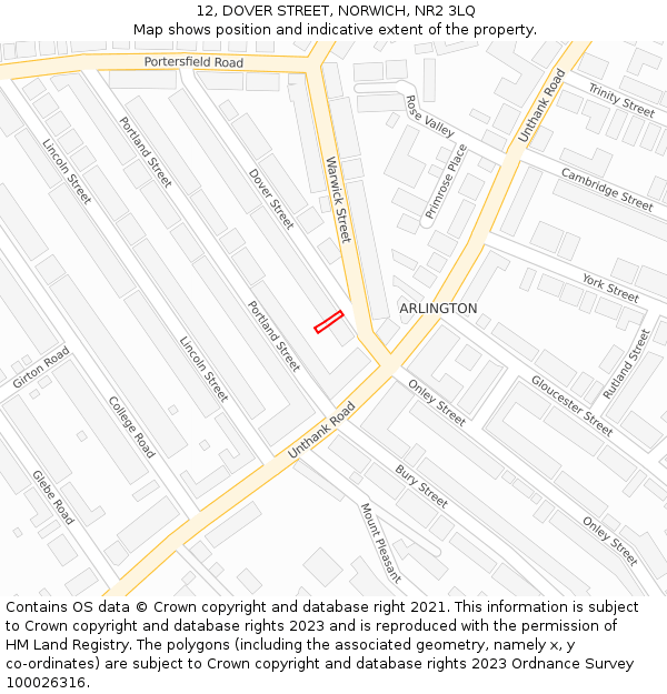12, DOVER STREET, NORWICH, NR2 3LQ: Location map and indicative extent of plot