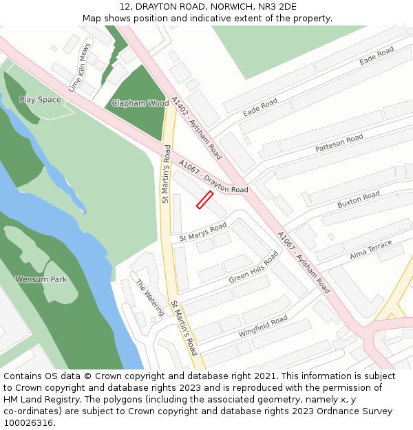 12, DRAYTON ROAD, NORWICH, NR3 2DE: Location map and indicative extent of plot