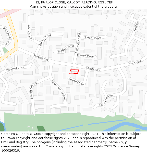 12, FAIRLOP CLOSE, CALCOT, READING, RG31 7EF: Location map and indicative extent of plot