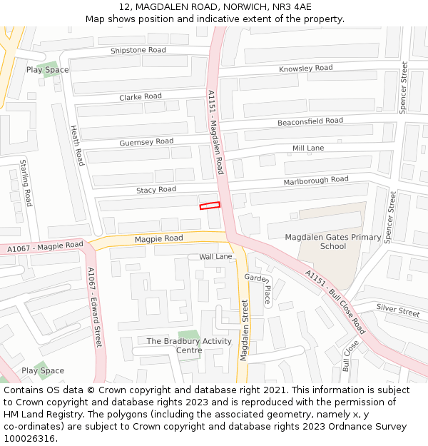 12, MAGDALEN ROAD, NORWICH, NR3 4AE: Location map and indicative extent of plot