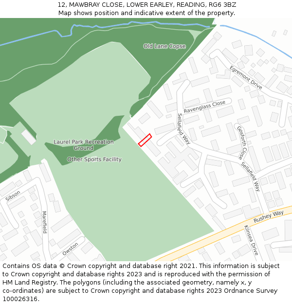12, MAWBRAY CLOSE, LOWER EARLEY, READING, RG6 3BZ: Location map and indicative extent of plot