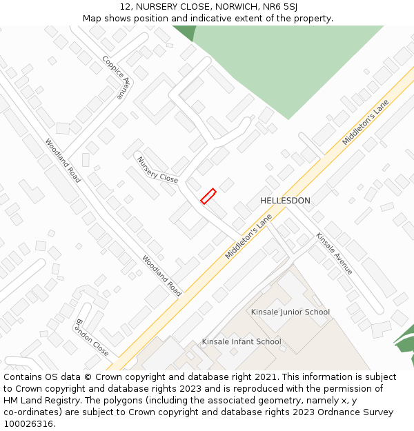12, NURSERY CLOSE, NORWICH, NR6 5SJ: Location map and indicative extent of plot